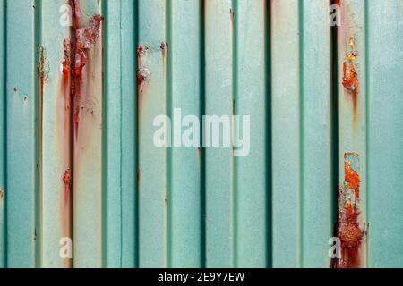 Rust surface texture background of galvanized corrugated metal steel with rusty peeling blistering paint stock photo Stock Photo