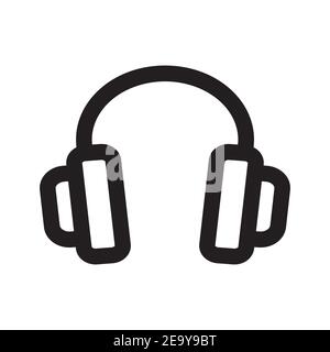 Headphones outline icon isolated on white background. Stock Vector