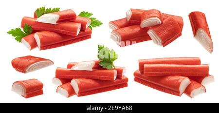 Crab sticks isolated on white background with clipping path Stock Photo