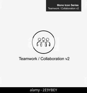 Teamwork, Business Team building and collaboration. Multi user. Working together and Human Resources. Scalable. Mono - Vector Icon Stock Vector