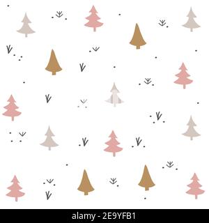 Seamless pattern with Christmas tree. Winter forest.	 Seamless pattern with Christmas tree. Winter forest. Stock Vector