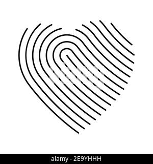 Fingerprint designed heart icon. Heart of thin lines. Symbol of love, security or marriage. Simple flat vector sign Stock Vector