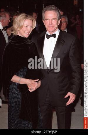 © Lionel Hahn/ABACA. 24626-129. Los Angeles-CA-USA. 25/03/2001. Vanity Fair Post Oscars Party at morton's. Pictured : Annette Bening and Warren Beatty Stock Photo