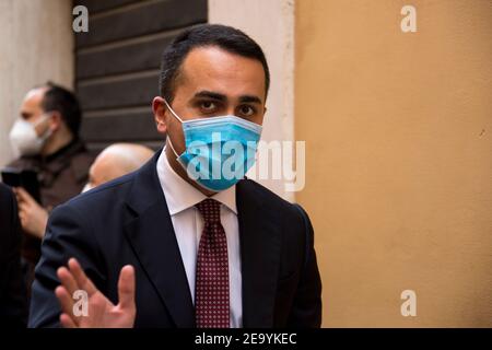 Rome, Italy. 06th Feb, 2021. Rome, 06/02/2021. Luigi Di Maio MP (Former Foreign Minister, Five Star Movement delegation). Designated Italian Prime Minister - and former President of the European Central Bank -, Mario Draghi, held his third day of consultations at Palazzo Montecitorio, meeting delegations of the Italian political parties in his attempt to form the new Italian Government. Credit: LSF Photo/Alamy Live News Stock Photo