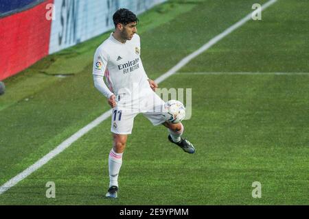 Huesca, Spain. 06th Feb, 2021. Marco Asensio of Real Madrid during the Spanish championship La Liga football match between SD Huesca and Real Madrid on February 6, 2021 at El Alcoraz stadium in Huesca, Spain - Photo Irina R Hipolito / Spain DPPI / DPPI / LM Credit: Gruppo Editoriale LiveMedia/Alamy Live News Stock Photo