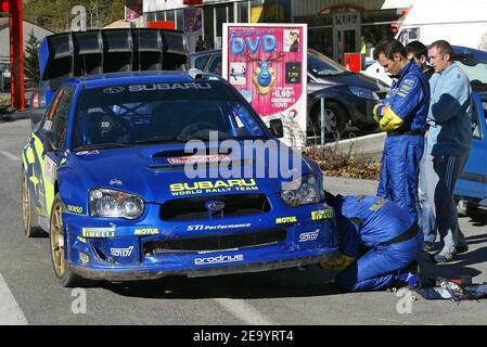 French driver Stephane Sarrazin on Subaru Impreza WRC during the 