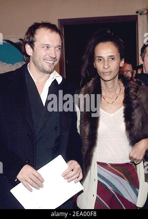Swiss actor Vincent Perez and his wife Karine Sylla attend the 6th International TV Film Festival held in Luchon, southwestern France, on February 5, 2005. Photo by Patrick Bernard/ABACA. Stock Photo