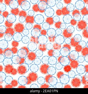 Summer illustration with oranges and limes. Seamless pattern with colorful fruits on white background. Food concept. Template design for invitation Stock Vector