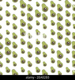 Seamless pattern with green avocado. Food background. Autumn and summer illustration with colorful cute fruits. Eco concept. Vector print for Stock Vector