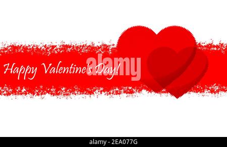 Happy Valentine's Day February 14. Two red hearts as symbols of love Stock Photo
