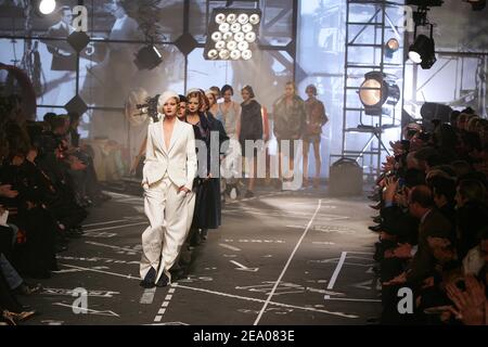 Models sport creations by British fashion designer John Galliano during the  spring/summer 2006 ready-to-wear collections presentations in Paris on  October 8, 2005. (UPI Photo/William Alix Stock Photo - Alamy