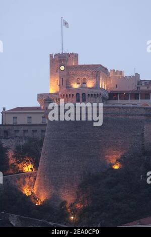 The Grimaldi Palace in Monaco pictured by night on March 26, 2005. Photo by Klein-Nebinger/ABACA Stock Photo