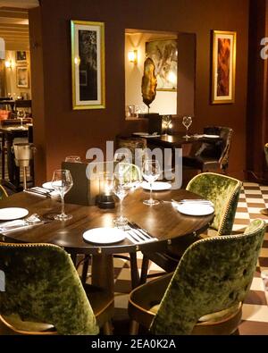 Stylish interior design, The Barnt Green Inn, Birmingham, fine dining restaurant & bar, Premium Country Pubs Stock Photo