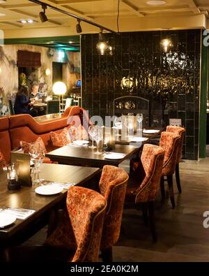 Stylish interior design, The Barnt Green Inn, Birmingham, fine dining restaurant & bar, Premium Country Pubs Stock Photo