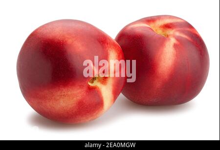 white nectarine path isolated on white Stock Photo