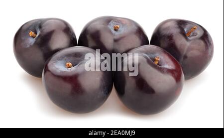 deep red burgundy plum path isolated on white Stock Photo