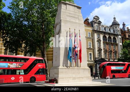LONDON - 16TH JULY 2020: The Cenotaph monument on Whitehall Stock Photo