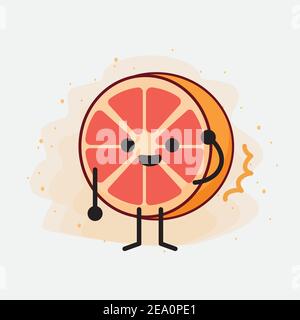 An illustration of Cute Orange Grapefruit Mascot Character Stock Vector