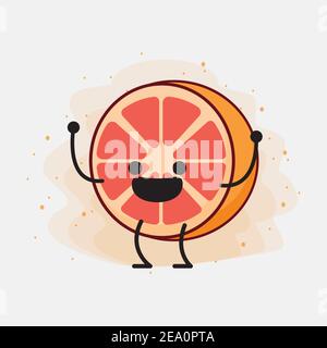 An illustration of Cute Orange Grapefruit Mascot Character Stock Vector