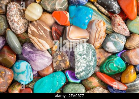 Polished minerals and gemstones, by Dominique Braud/Dembinsky Photo Assoc Stock Photo