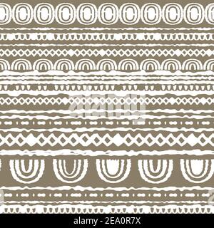 White ovals, semicircles, rainbows, dotted lines, dots, circles and other shapes. Rough curved lines, hand drawn emulation effect on brown gray backgr Stock Vector