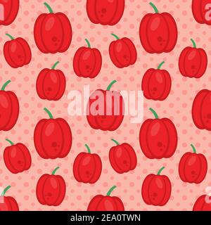 red pepper seamless pattern vector illustration in flat style Stock Vector
