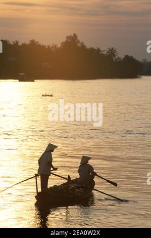Sunrise on the Mekong River Delta Stock Photo - Alamy