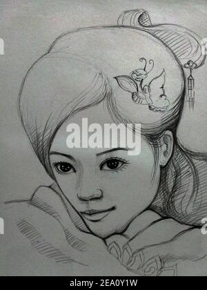 Beauty Girl Pencil Sketch Spiral Notebook by Janvi Singla - Pixels