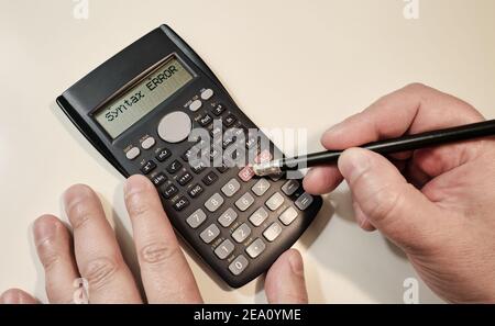 Syntax Error on Scientific Calculator. School Concept Stock Photo - Alamy
