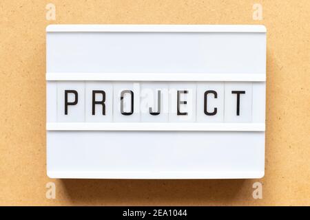 Lightbox with word project on wood background Stock Photo