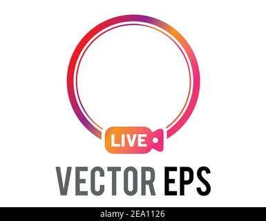 The isolated colorful gradient social media avatar live circle border icon Stock Vector