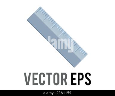 The isolated vector silver metal straight ruler icon, as used to draw lines and measure distance, used for content concerning schooling, building and Stock Vector