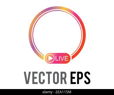 The isolated colorful gradient social media avatar live circle border icon Stock Vector