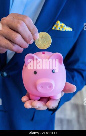 Employees celebrating business success with paper money Stock Photo