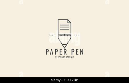 pencil with page paper line logo vector icon symbol design graphic illustration Stock Vector
