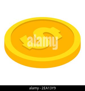 Coin icons. Dollar coin. Currency symbols in isometric, 3D style. Vector illustration Stock Vector