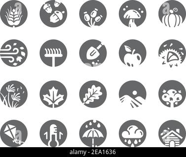 autumn icon set,inverse flat icon style Stock Vector