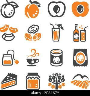 apricot icon set,vector and illustration Stock Vector