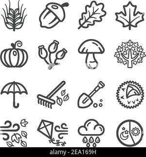 autumn thin line icon set Stock Vector