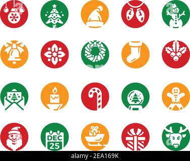 merry christmas,xmas icon set,inverse flat icon style Stock Vector