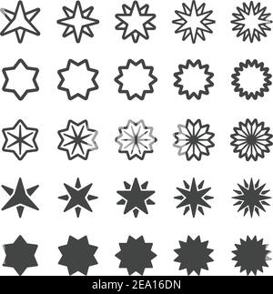 multi pointed star icon set Stock Vector