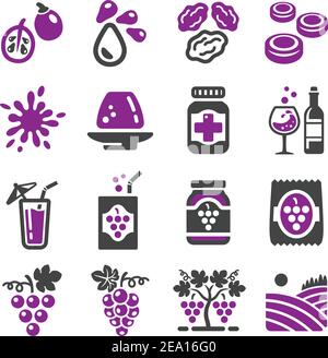 grape icon set Stock Vector
