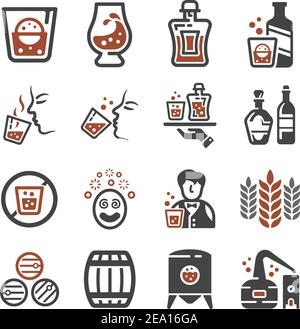 whisky,liquor icon set Stock Vector