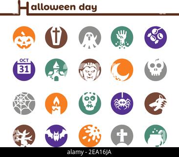 halloween icon set,inverse style Stock Vector