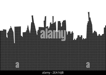 New York city silhouette with windows pattern eps10 vextor black and white illustration. Stock Vector