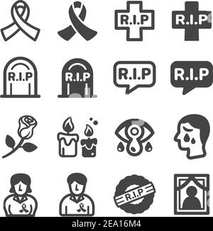 rip,commemorate,remembrance icon set,vector and illustration Stock Vector