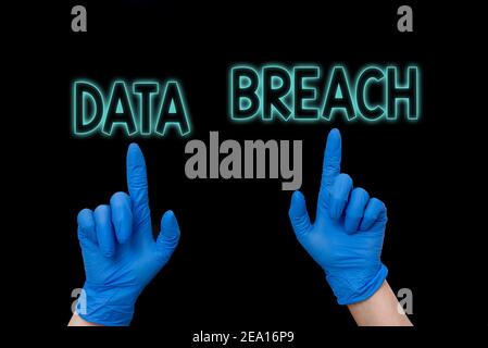 Word writing text Data Breach. Business photo showcasing security incident where sensitive protected information copied Displaying empty sticker paper Stock Photo