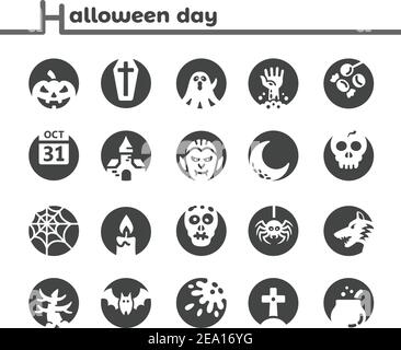 halloween icon set,inverse style Stock Vector
