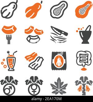 papaya icon set Stock Vector
