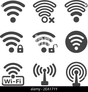 wifi and wireless icon set Stock Vector